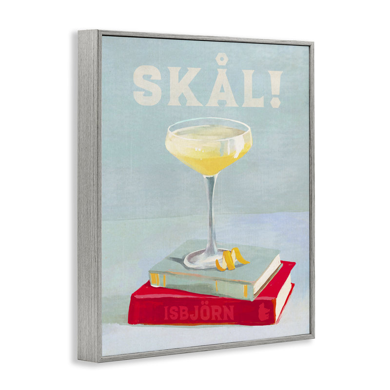 «Skal Cocktail & Bookstack», estampe numérique encadrée par The Whiskey Ginger bk-080, Estampe numérique Farmhouse