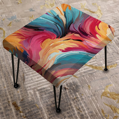 Multicolor Poupart Playful Matrix - Pop Art Rectangle Ottoman
