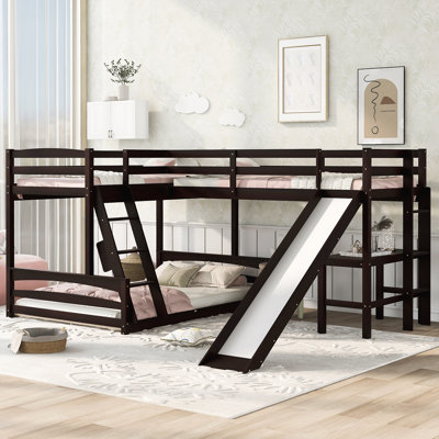 Hildegarda Twin Over Full Bunk Bed with Build-In Desk