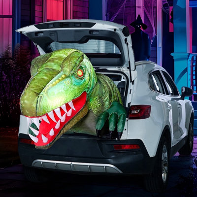 Animated 3.6 ft Halloween Inflatable Outdoor Decorations, Trunk or Treat Car Decorations, Halloween Blow Ups Animated Dinosaur with LEDs for Halloween Decor, Halloween Yard Decoration