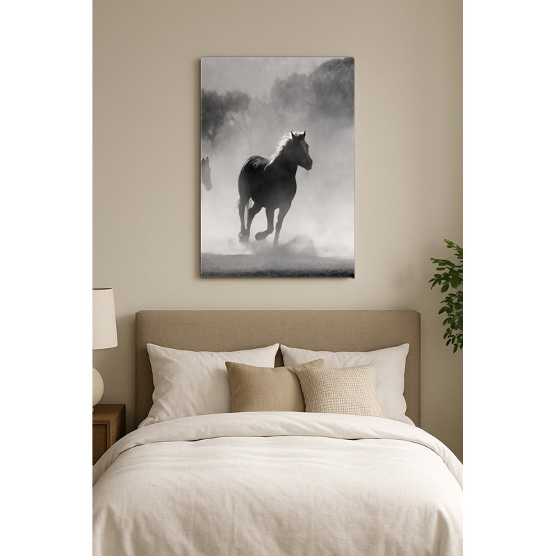 Chevaux sauvages dans la poussière — Portrait en métal, H 14 po x l 11 po