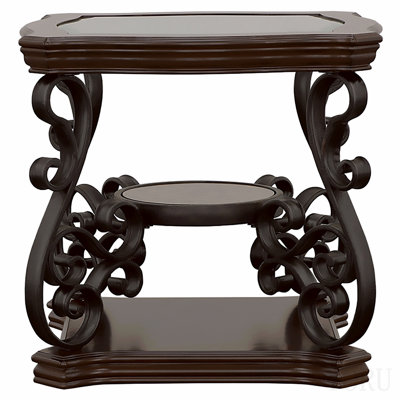 Merlot 2-Shelf Glass Top End Table