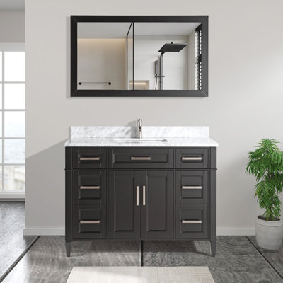 Lachine 48'' Single Bathroom Vanity with Carrara Marble Top