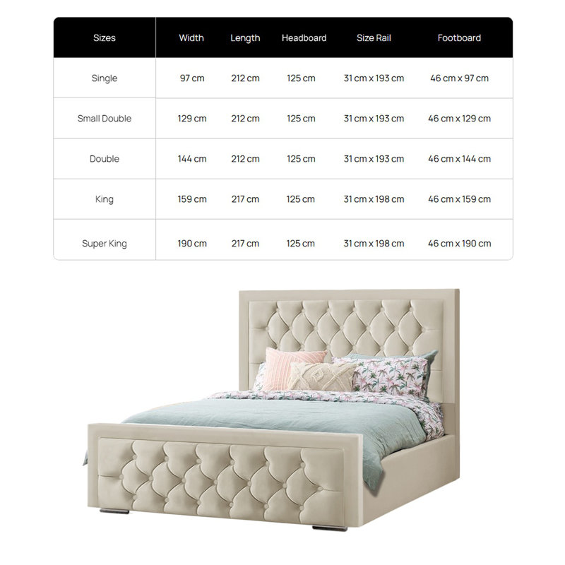 Agusta Upholstered Bed, Double (4'6), Marine