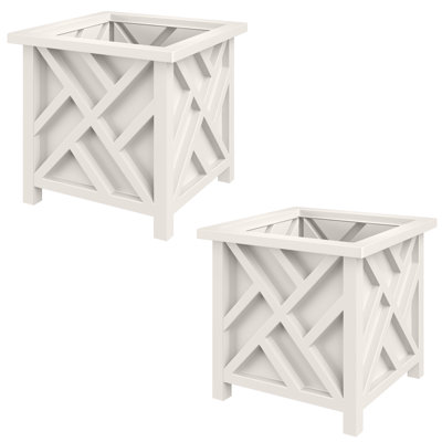  Lattice Planter Box 2-Pack, White