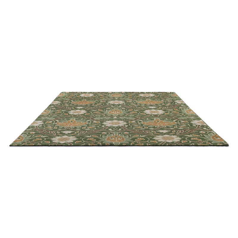 Hand Knotted Wool Floral Area Rug in Indigo, Rectangle 8'2" x 11'6"