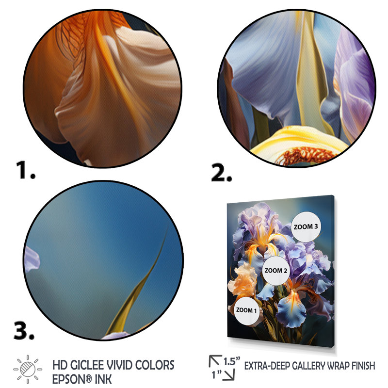 «Mauve jaune irisé irisé I», reproduction d'art sur toile florale, H 40 po x l 30 po x P 1,5 po, Cadre flottant noir