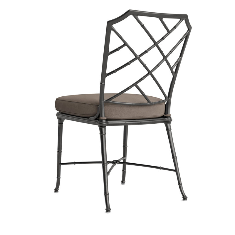 Calcutta Outdoor Dining Side Chair, Fusion Natural, Textured Pewter, Tan