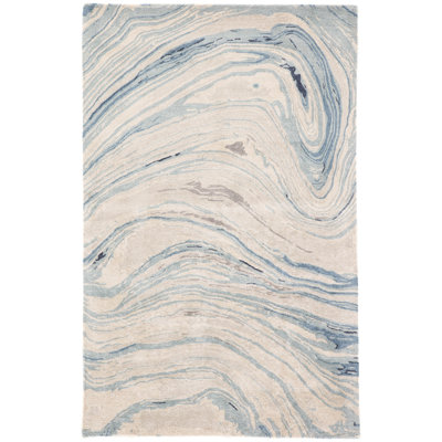 SAMPLE-Fairmont Abstract Hand-Tufted Blue/Beige Area Rug - 1'6"x1'6"