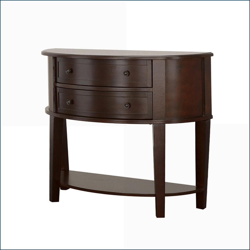 Table basse Cappuccino Demilune avec 2 tiroirs et tablette de salon