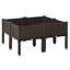 Ensemble de 6 boîtes à fleurs surélevées en plastique surélevées avec pieds en plastique, motif de rotin brun chaud, conception carrée modulaire pour patio, fleurs, herbes, légumes