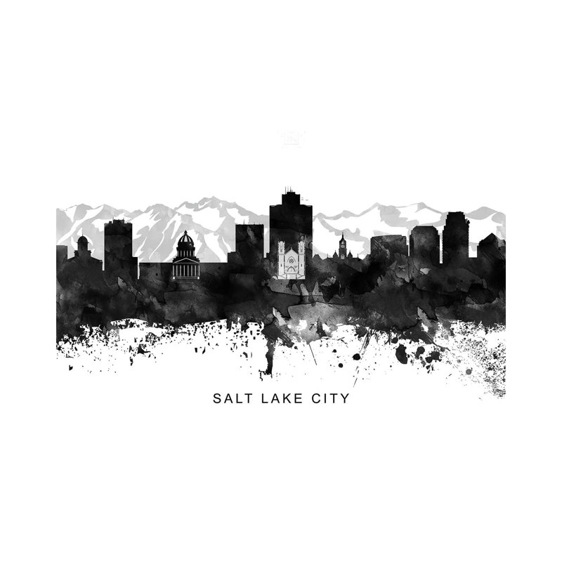 Salt Lake Skyline Black & White - Wrapped Canvas Print, 66.04 cm H x 45.72 cm W