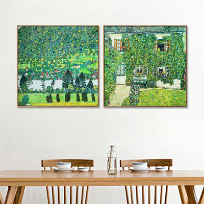 "Art encadré", ensemble de 2 pièces par Gustav Klimt, série de 4 décorations murales pour le bureau à domicile