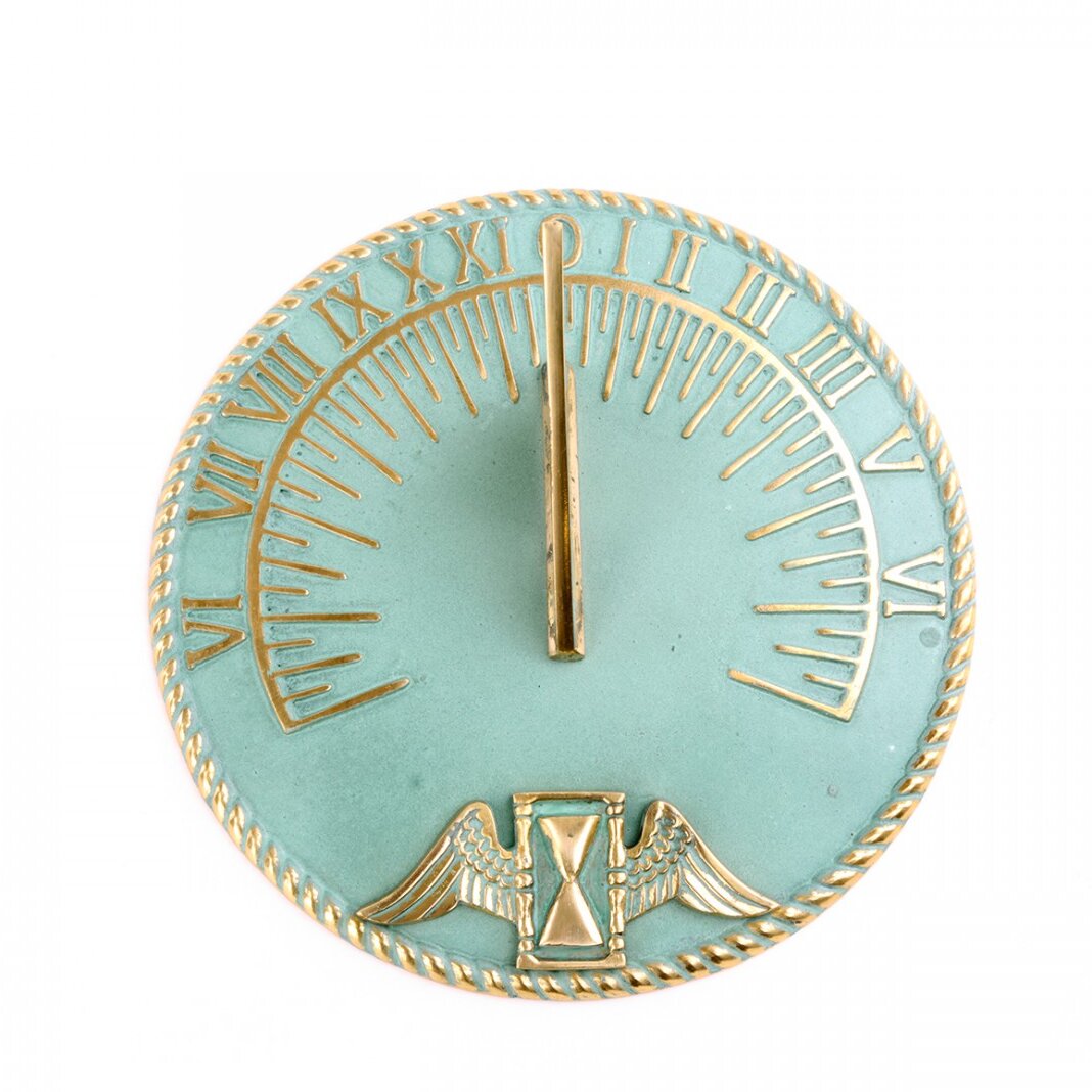 Alcott Hill® Navasota Sundial Verdigris Solid Brass Garden Clock 10''  Diameter Renovators Supply
