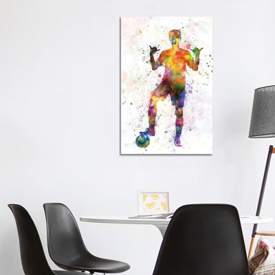 Soccer Football Player Young Man Saluting by Paul Rommer - Wrapped Canvas Print