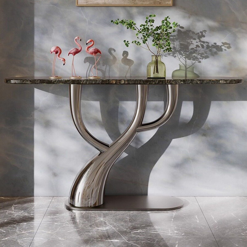 Console en pierre frittée de style italien, H 33,4 po x l 47,2 po x P 13 po