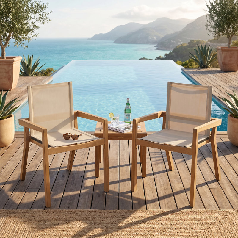 Chaise de patio en bois d'acacia et en filet de mailles l 21,75 po x P 24,75 po Belfast (ensemble de 2)