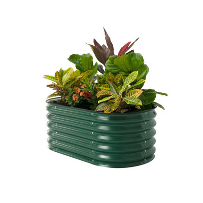 17" Tall 42" Wide Round Metal Outdoor Raised Garden Bed for Kids
