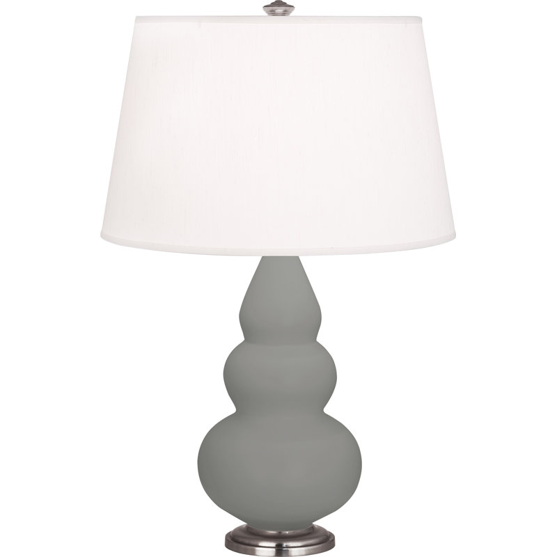 Small Triple Gourd Table Lamp, Antique Silver, Matte Smoky Taupe