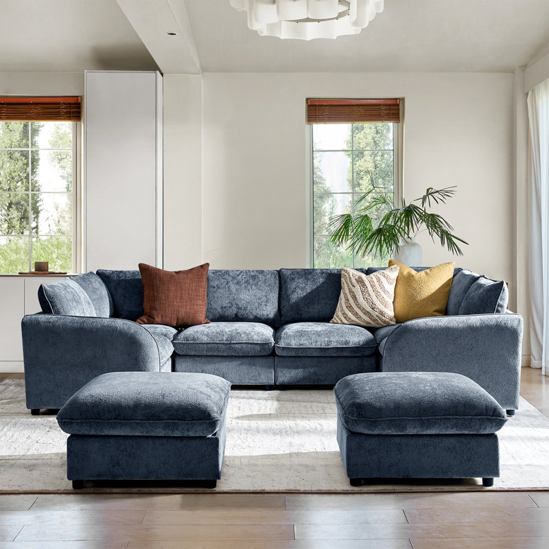 Canapé modulaire moderne avec rangement Terencio, Marine