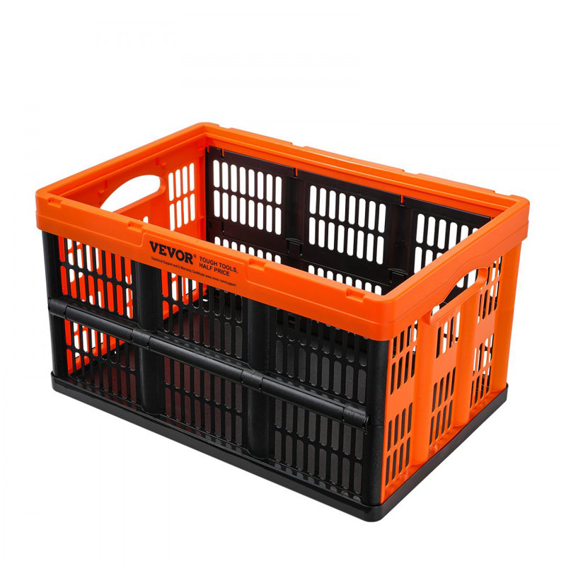 Plastic Collapsible Storage Basket, 45L 3 Packs, Folding Stackable Storage Containers/Bins with Handles, Large Heavy Duty Containers for Clothes, Toys, Books, Snack, Shoes and Grocery Organizing