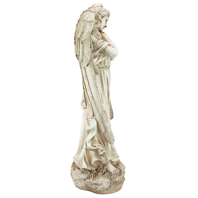 32.5-Inch Antique Stone Finish Angel Garden Statue