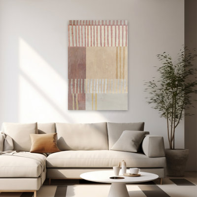 Motifs discrets en géométrie douce - art abstrait à rayures géométriques mixtes