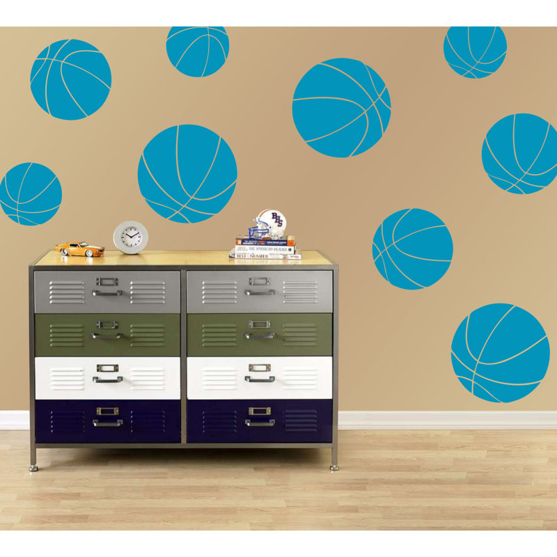 Décalcomanie murale baskets, H 30 po x l 30 po x P 0,01 po, Bleu sarcelle