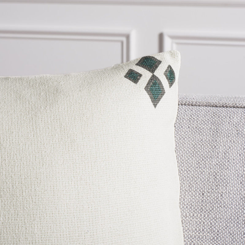 Lancia Beige and Black 20" Cotton Geometric Pillow