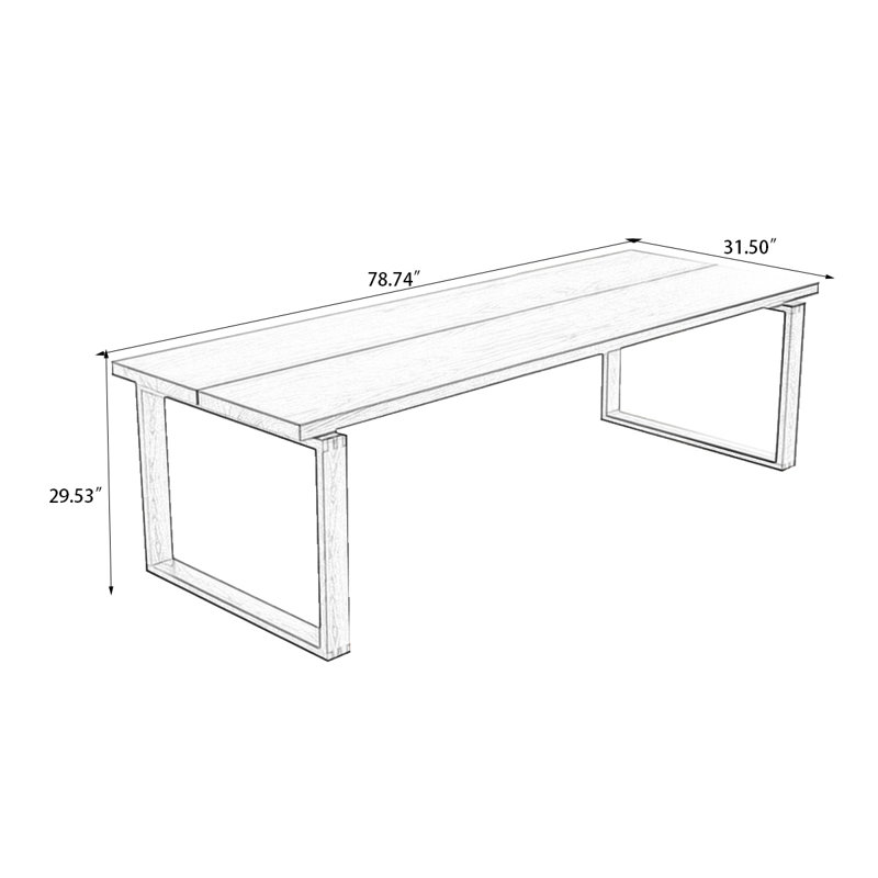 Brown Rectangular Solid Wood Dining Table, 29.53"H x 78.74"L x 31.5"W