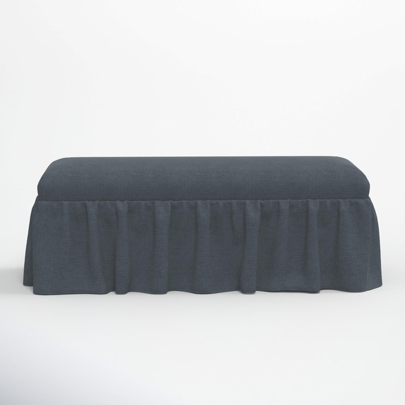 Nia Ruffle Dining Bench, Classic Navy Linen