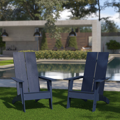 Balasi Modern Dual Slat Back Indoor/Outdoor Adirondack Style Chairs