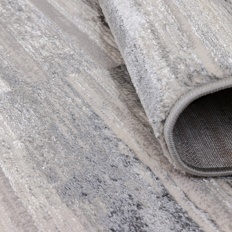 Anandita Stripe Grey Area Rug, Rectangle 80 x 140 cm