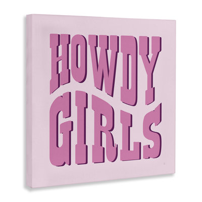 Howdy Girls on Pink Canvas Wall Art, design by Sarah Adams
