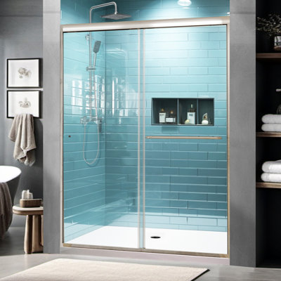 50-54 in.W x 72 in.H Semi-Frameless Sliding Shower Door  Clear SGCC Tempered Glass.