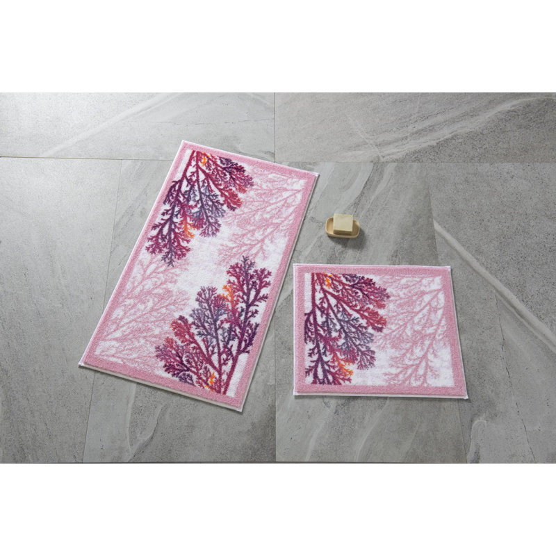 Ensemble de 2 tapis de bain Obadiah, Rose