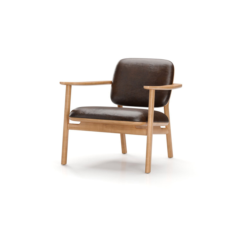 Marea Chair, Newcastle Dark Brown New 25 Aniline Leather, Natural Oak
