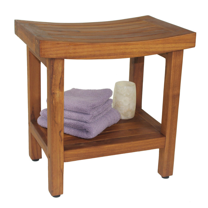 Sumba Teak Shower Bench, 18" H x 18" W x 12" D