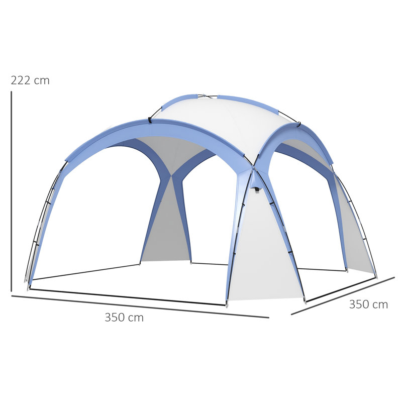 Dakota Fields 350cm W x 350cm D Polyester Cover Retractable Patio Awning,Freestanding Awning, Blue/White