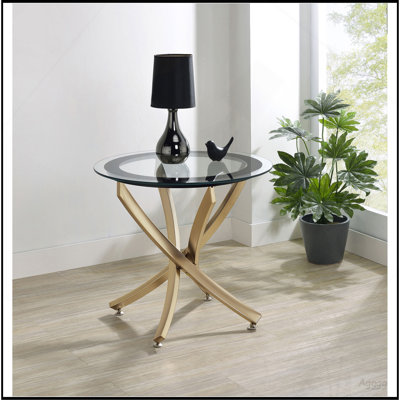 Connors Chrome Round Glass Top End Table