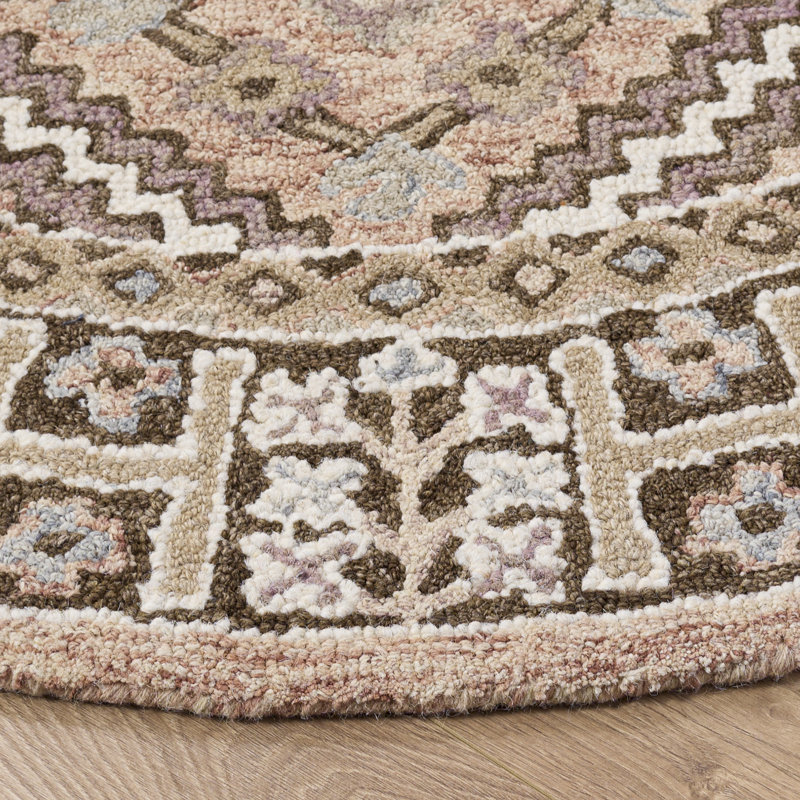 Hand Tufted Wool;Cotton Moroccan Indoor Rug, Round 5'