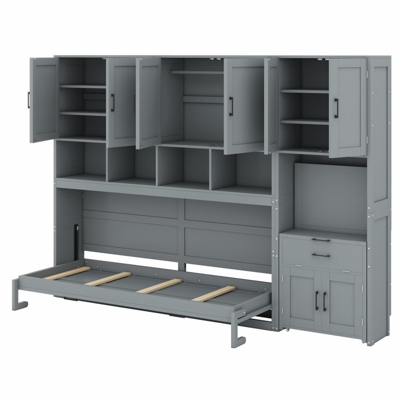Unité murale escamotable avec bureau, rangement pour placard et tiroirs Murphy, Grey