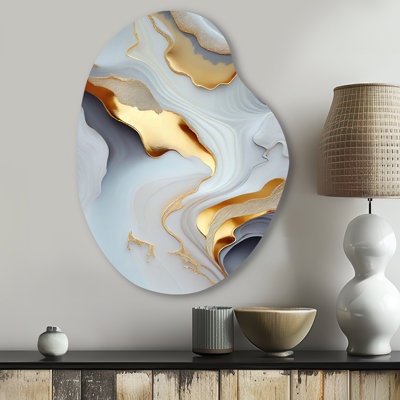 Frome - Marble Asymmetrical Metal Wall Decor, Modern Irregular Shape Metal Art Print