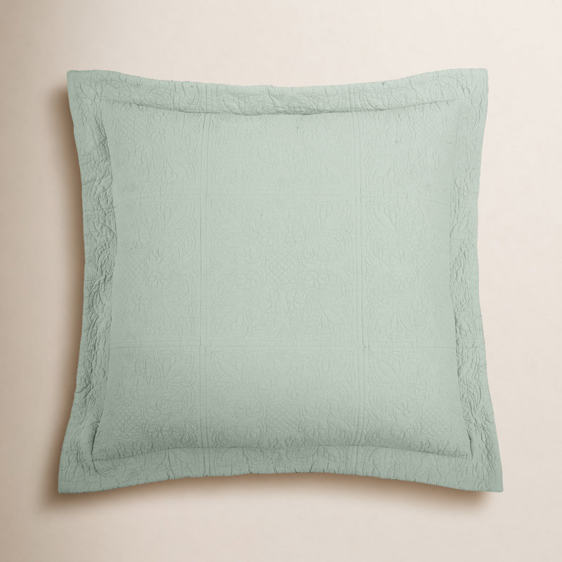 Home Matelasse Cotton Sham, Euro, Sea Glass