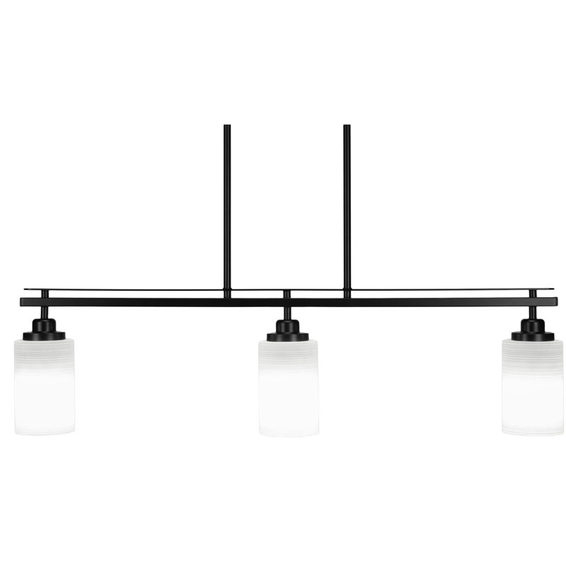 Agnon 3 Light Island Light Shown With 4" Glass, Gris, Noir mat