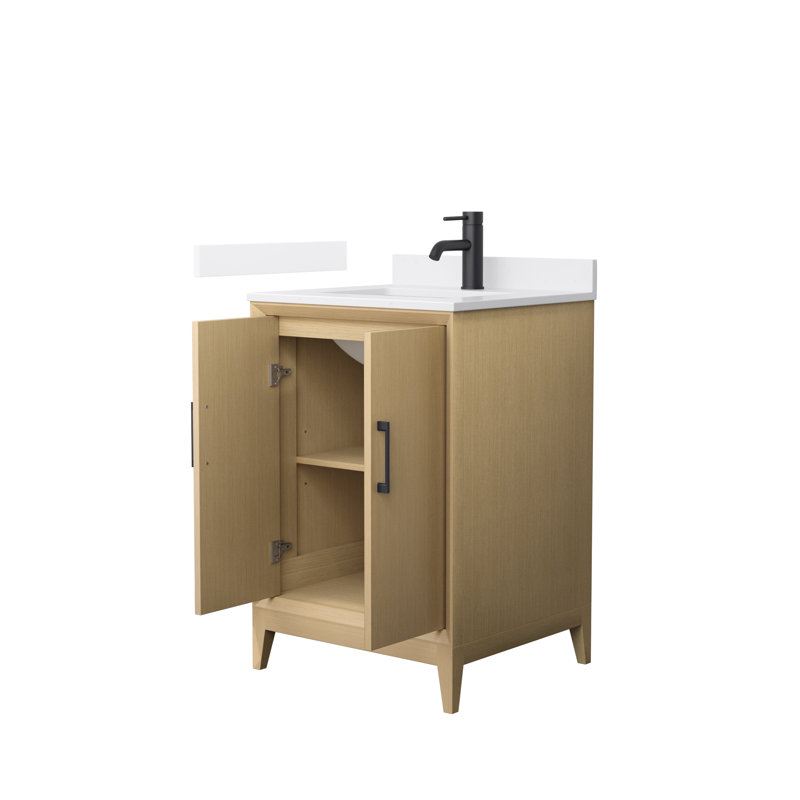Janna 24" Freestanding Single Bathroom Vanity with Cultured Marble Top, White Cultured Marble, Brushed Nickel