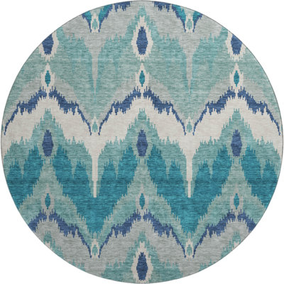 Premium Machine Washable Prisco Teal Rug
