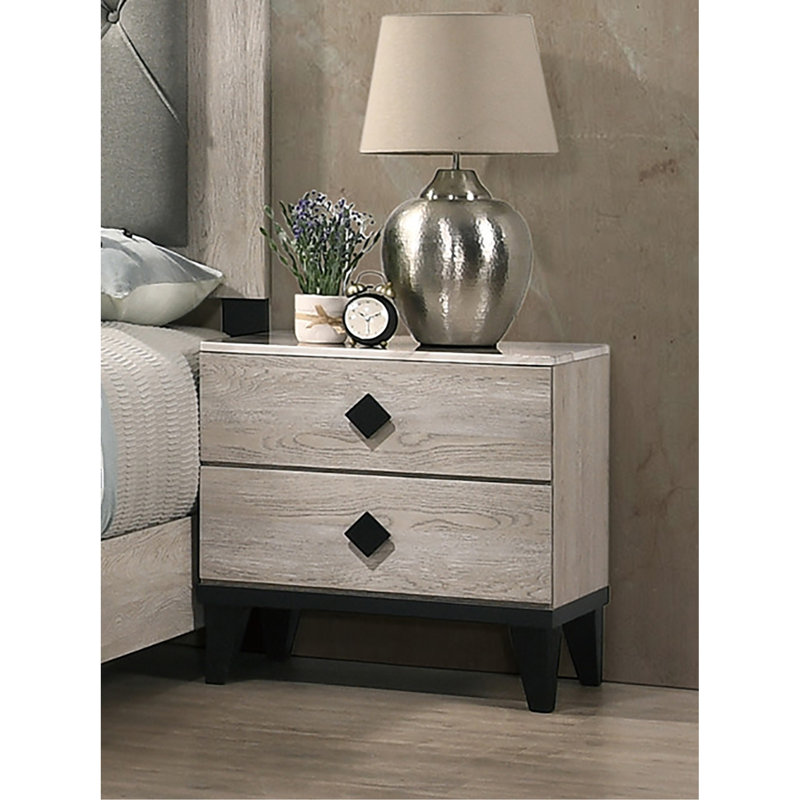 Nightstand With 2 Drawers Storage