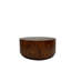 Table basse ronde rustique brune de 42 po avec motif cylindrique en bois de manguier massif