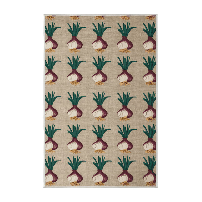  Tapis lavable avec légumes et échalotes, Rectangle 4pi x 6 pi